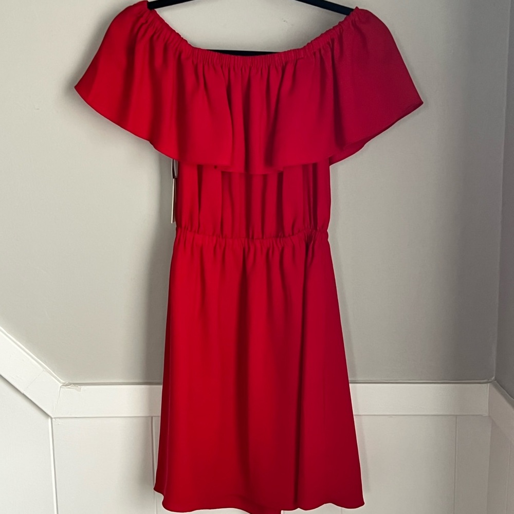 Wilfred Vibrant Red Off-Shoulder Hosta Mini Dress - New